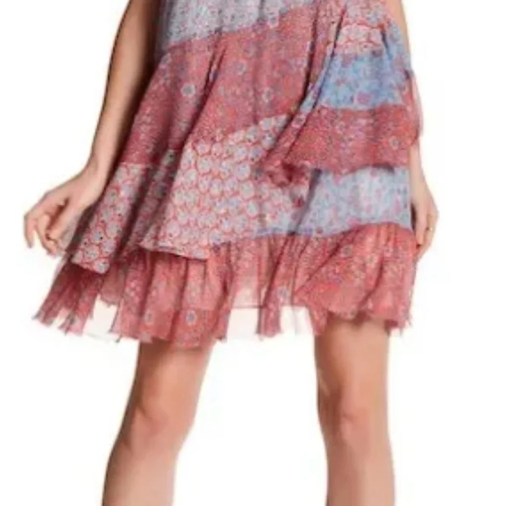 NWT Rebecca Taylor Amanda off shoulder mixed tier silk Dreas Size 6 - Picture 4 of 15